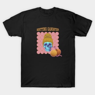 Knitting gangster retro circle skull T-Shirt